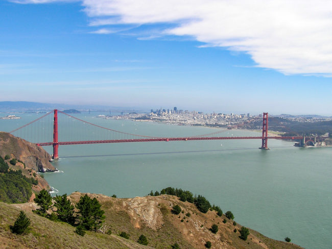 Golden Gate Bridge a San Francisco downtown