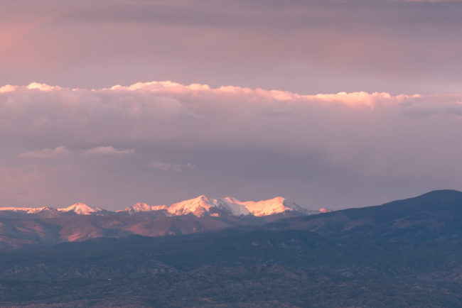Zasněžené vrcholky Truchas Peak